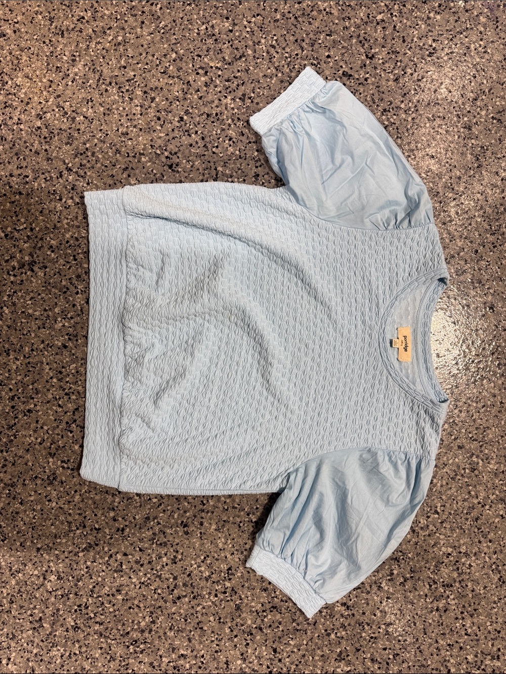 Light Blue Puff-Sleeve Short Sleeve Top